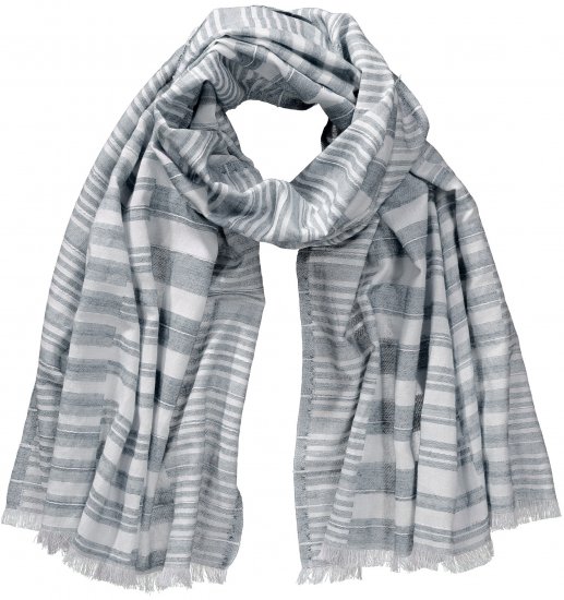 Ulla Popken Striped Statement Scarf Grey - Tilbehør - 