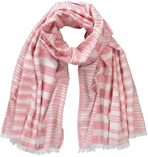 Ulla Popken Striped Statement Scarf Neon Red - Tilbehør - Tørklæder til kvinder