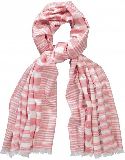 Ulla Popken Striped Statement Scarf Neon Red - Tilbehør - Tørklæder til kvinder
