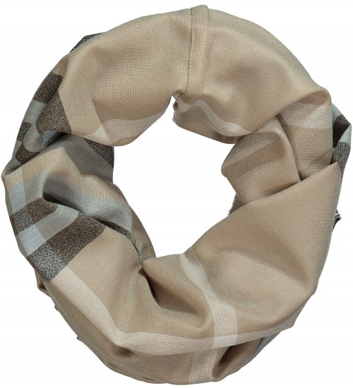 Ulla Popken Plaid Infinity Scarf Brown - Tilbehør - Tørklæder til kvinder