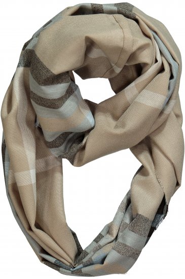 Ulla Popken Plaid Infinity Scarf Brown - Tilbehør - Tørklæder til kvinder