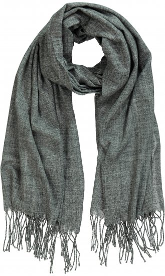 Ulla Popken Fringed Scarf Graphite Grey - Tilbehør - 