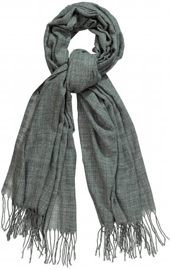 Ulla Popken Fringed Scarf Graphite Grey - Tilbehør - 