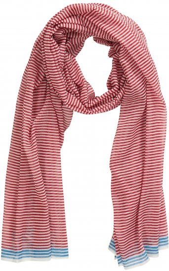Ulla Popken Thin Stripe Color Contrast Scarf Salsa - Tilbehør - Tørklæder til kvinder