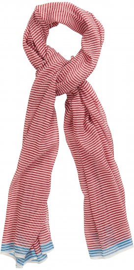 Ulla Popken Thin Stripe Color Contrast Scarf Salsa - Tilbehør - Tørklæder til kvinder