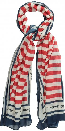 Ulla Popken Mix Stripe Scarf Forest Green - Tilbehør - 