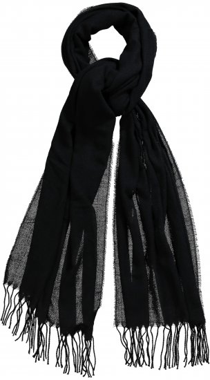 Ulla Popken Fringed Scarf Black - Tilbehør - 