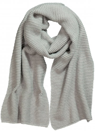 Ulla Popken Garter Stitch Knit Scarf Light Grey Melange - Tilbehør - 