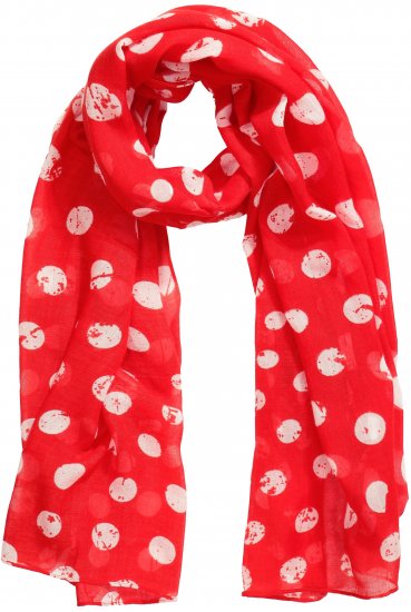 Ulla Popken Polka Dot Scarf Neon Red - Tilbehør - Tørklæder til kvinder