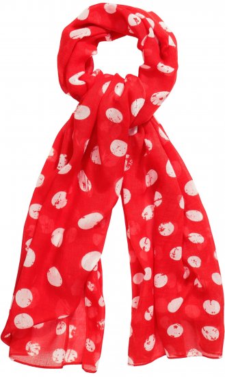 Ulla Popken Polka Dot Scarf Neon Red - Tilbehør - Tørklæder til kvinder