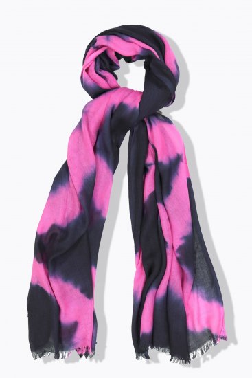 Ulla Popken Two Tone Fringed Hem Scarf Bold Pink - Tilbehør - Tørklæder til kvinder