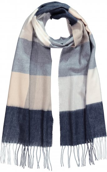 Ulla Popken Checked Fringed Hem Scarf Dark Putty - Tilbehør - 