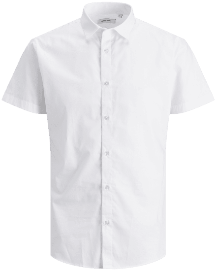 Jack & Jones JOE Shirt Short sleeve Plain Casual White - Skjorter - Skjorter til store mænd 2XL- 8XL