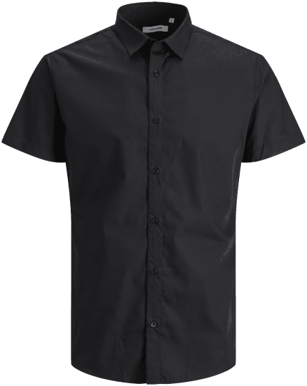 Jack & Jones JOE Shirt Short Sleeve Plain Casual Black - Skjorter - Skjorter til store mænd 2XL- 8XL