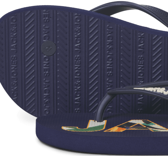 Jack & Jones Logo Palm Print Flip Flop Slippers Medieval Blue - Herresko 40-52 - 