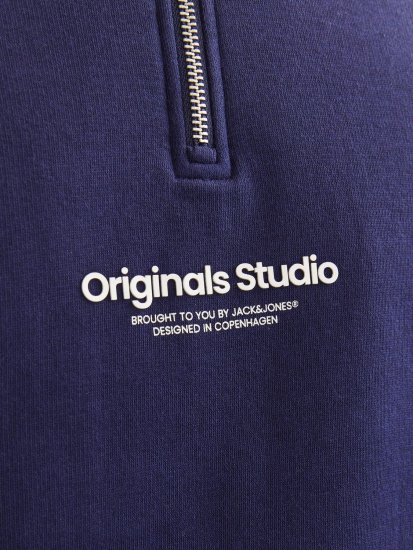 Jack & Jones Esterbro High Neck Quarter Zip Sweatshirt Ocean Cavern - Trøjer og hættetrøjer - Trøjer og Hættetrøjer i store størrelser - 2XL-14XL
