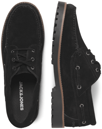 Jack & Jones Brooklyn Suede Boat Shoes Black - Herresko 40-52 - Herresko og sneakers str. 40-52