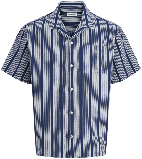 Jack & Jones Edover Resort Short Sleeve Shirt Dark Blue - Skjorter - Skjorter til store mænd 2XL- 8XL