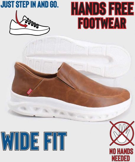 D555 Carlisle 1 D555 Kingsize Hands Free Shoes Dark Tan - Herresko 40-52 - 