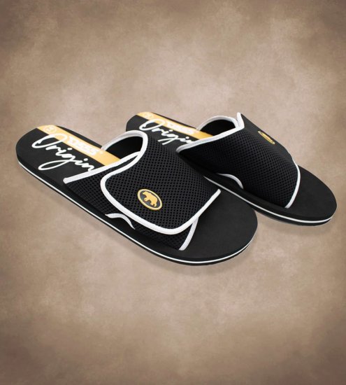 D555 DRAKE Slippers With Velcro Fastening Black - Herresko 40-52 - 