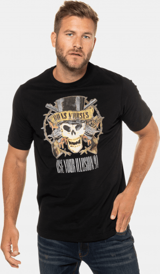 JP1880 Guns N’ Roses Skull Comfort Fit Band T-Shirt Black - T-shirts - T-shirts i store størrelser - 2XL-14XL