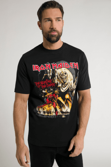 JP1880 Iron Maiden - Number of the Beast Graphic Comfort Fit Band T-Shirt Black - T-shirts - T-shirts i store størrelser - 2XL-14XL