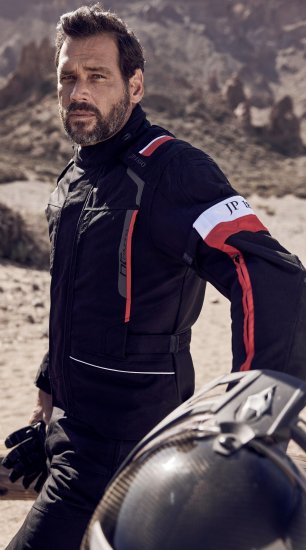 JP1880 Sporty Touring Motorcycle Jacket Black & Red - Motorcykeltøj i plusstørrelser - Motorcykeltøj i store størrelser til mænd
