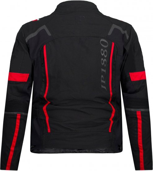 JP1880 Sporty Touring Motorcycle Jacket Black & Red - Motorcykeltøj i plusstørrelser - Motorcykeltøj i store størrelser til mænd