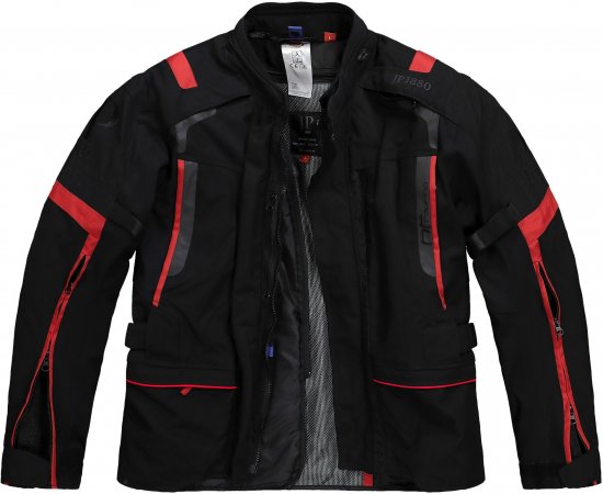 JP1880 Sporty Touring Motorcycle Jacket Black & Red - Motorcykeltøj i plusstørrelser - Motorcykeltøj i store størrelser til mænd