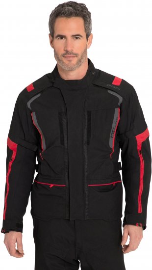 JP1880 Sporty Touring Motorcycle Jacket Black & Red - Motorcykeltøj i plusstørrelser - Motorcykeltøj i store størrelser til mænd