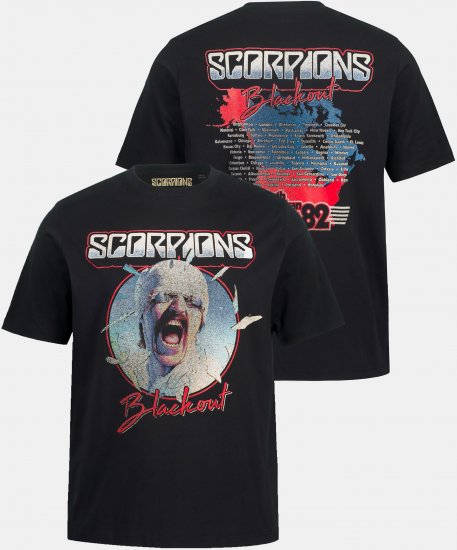 JP1880 Scorpions Blackout Graphic Comfort Fit Band T-Shirt Black - T-shirts - T-shirts i store størrelser - 2XL-14XL