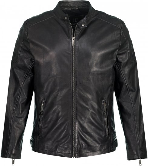 JP1880 Classic Biker Style Leather Jacket Black - Jakker - Jakker i store størrelser, 2XL- 12XL