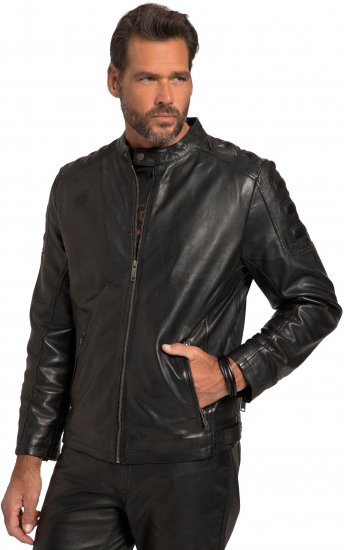 JP1880 Classic Biker Style Leather Jacket Black - Jakker - Jakker i store størrelser, 2XL- 12XL