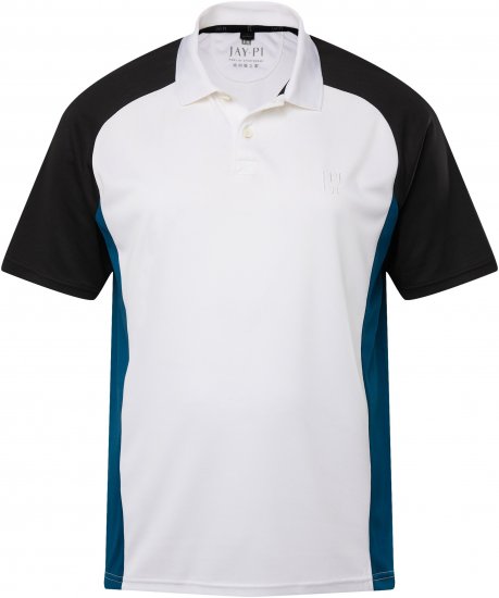 JP1880 FLEXNAMIC® QuickDry Tennis Polo Black-White-Blue - Sportstøj & Outdoor - Sportstøj i store størrelser til mænd