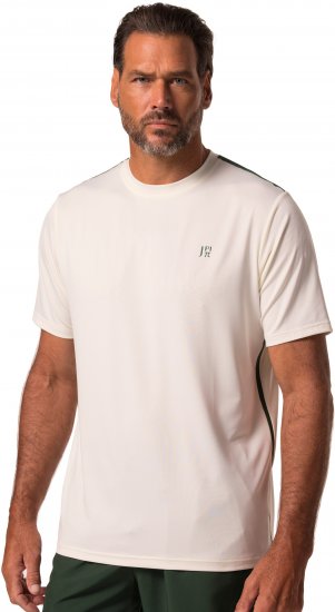 JP1880 QuickDry Stripes Tennis T-Shirt Off White - Sportstøj & outdoor - Sportstøj i store størrelser til mænd