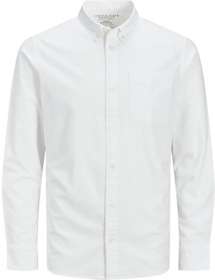 Jack & Jones Brook Oxford Long Sleeve Shirt White - Skjorter - Skjorter til store mænd 2XL- 8XL