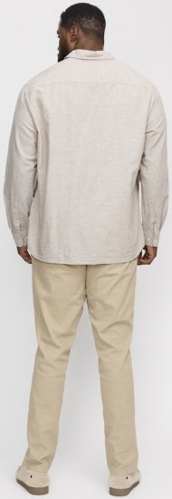 Jack & Jones Breeze Linen Blend Long Sleeve Shirt Crockery - Skjorter - Skjorter til store mænd 2XL- 8XL