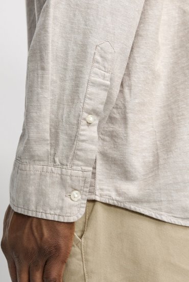 Jack & Jones Breeze Linen Blend Long Sleeve Shirt Crockery - Skjorter - Skjorter til store mænd 2XL- 8XL