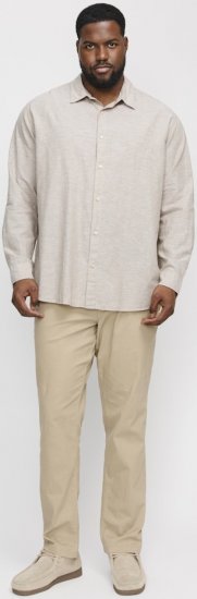 Jack & Jones Breeze Linen Blend Long Sleeve Shirt Crockery - Skjorter - Skjorter til store mænd 2XL- 8XL