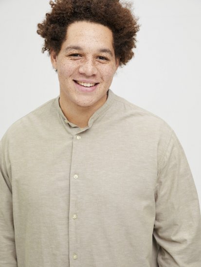 Jack & Jones Breeze Poplin Long Sleeve Shirt Beige - Skjorter - Skjorter til store mænd 2XL- 8XL