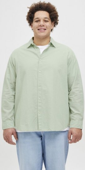 Jack & Jones Breeze Linen Blend Long Sleeve Shirt Iceberg Green - Skjorter - Skjorter til store mænd 2XL- 8XL