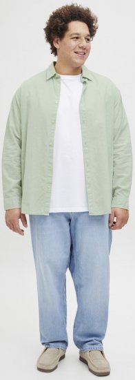 Jack & Jones Breeze Linen Blend Long Sleeve Shirt Iceberg Green - Skjorter - Skjorter til store mænd 2XL- 8XL