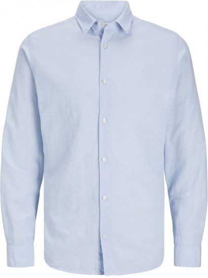 Jack & Jones Breeze Linen Blend Long Sleeve Shirt Chambray Blue - Skjorter - Skjorter til store mænd 2XL- 8XL