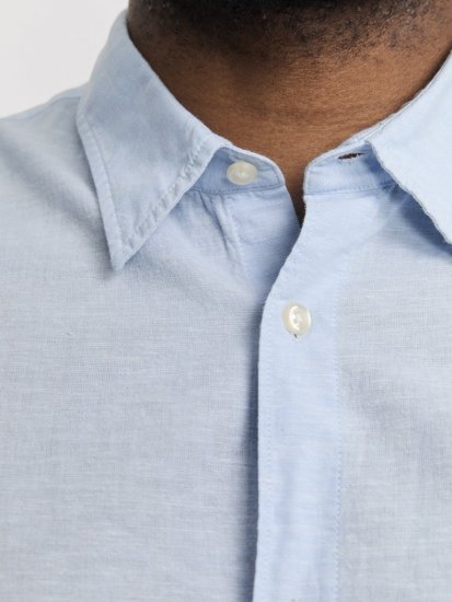 Jack & Jones Breeze Linen Blend Long Sleeve Shirt Chambray Blue - Skjorter - Skjorter til store mænd 2XL- 8XL