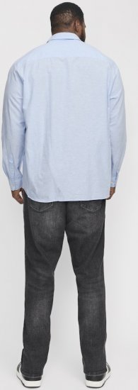 Jack & Jones Breeze Linen Blend Long Sleeve Shirt Chambray Blue - Skjorter - Skjorter til store mænd 2XL- 8XL