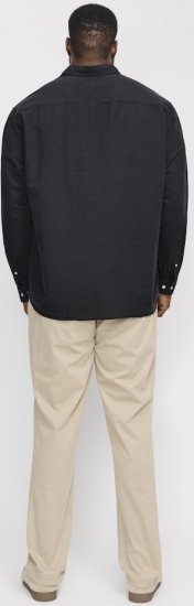 Jack & Jones Breeze Linen Blend Long Sleeve Shirt Black - Skjorter - Skjorter til store mænd 2XL- 8XL