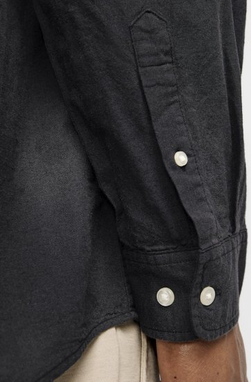 Jack & Jones Breeze Linen Blend Long Sleeve Shirt Black - Skjorter - Skjorter til store mænd 2XL- 8XL
