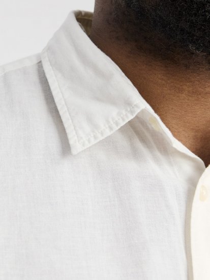 Jack & Jones Breeze Linen Blend Long Sleeve Shirt White - Skjorter - Skjorter til store mænd 2XL- 8XL