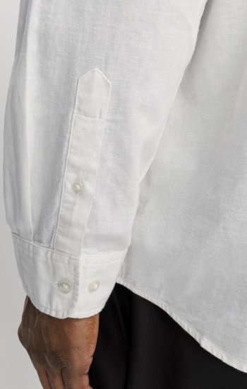 Jack & Jones Breeze Linen Blend Long Sleeve Shirt White - Skjorter - Skjorter til store mænd 2XL- 8XL