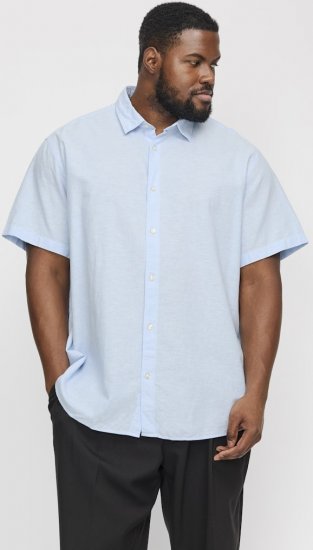 Jack & Jones Breeze Linen Blend Short Sleeve Shirt Chambray Blue - Skjorter - Skjorter til store mænd 2XL- 8XL
